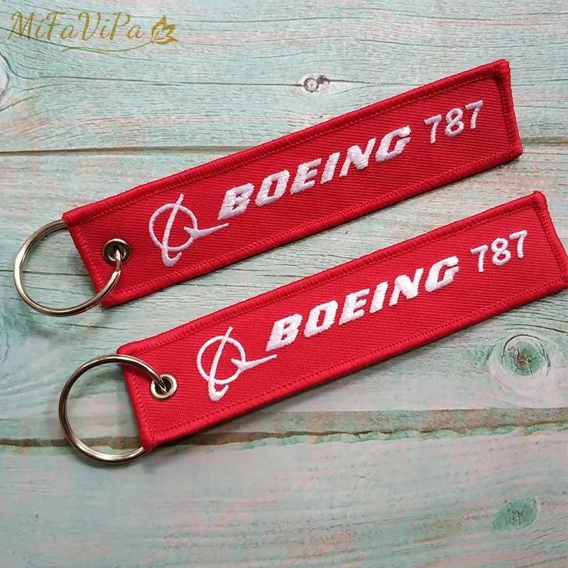 2 PCS BOEING 787 AIRCRAFT EMBROIDERY KEY CHAIN