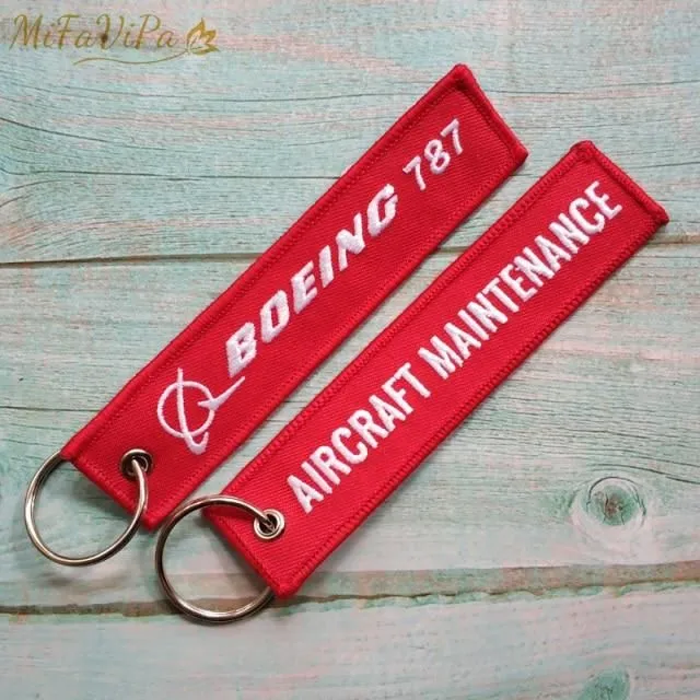 2 PCS BOEING 787 AIRCRAFT EMBROIDERY KEY CHAIN