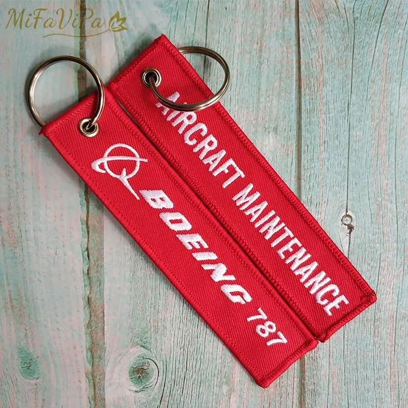 2 PCS BOEING 787 AIRCRAFT EMBROIDERY KEY CHAIN