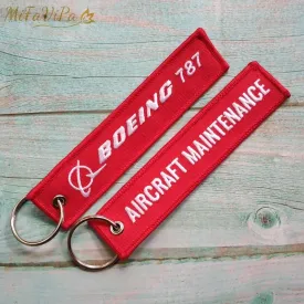 2 PCS BOEING 787 AIRCRAFT EMBROIDERY KEY CHAIN