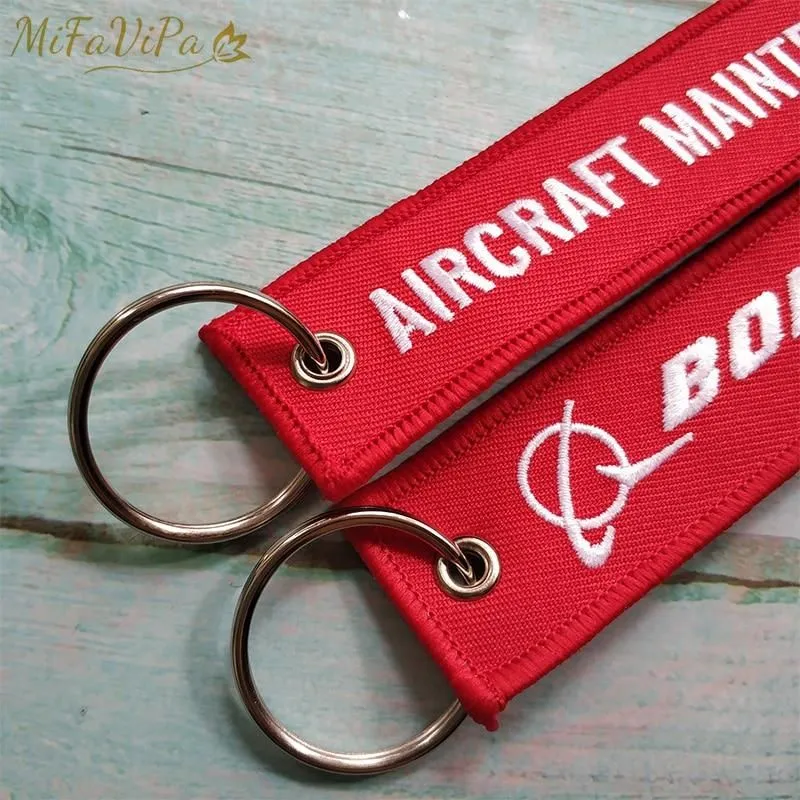 2 PCS BOEING 787 AIRCRAFT EMBROIDERY KEY CHAIN
