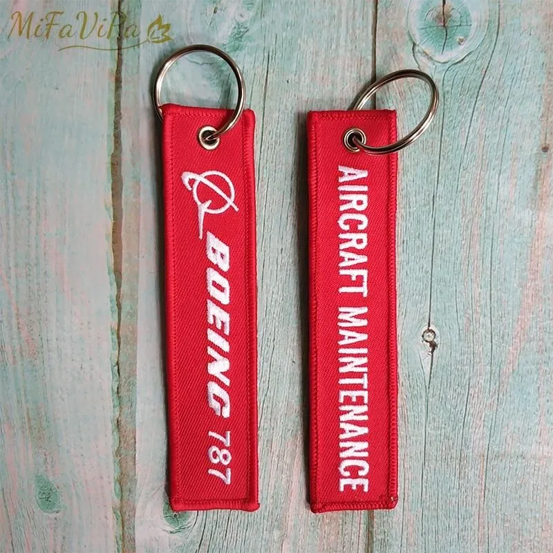 2 PCS BOEING 787 AIRCRAFT EMBROIDERY KEY CHAIN