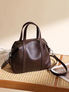 25CM New niche genuine leather shoulder Boston pillow handbag 2898 Jujube red