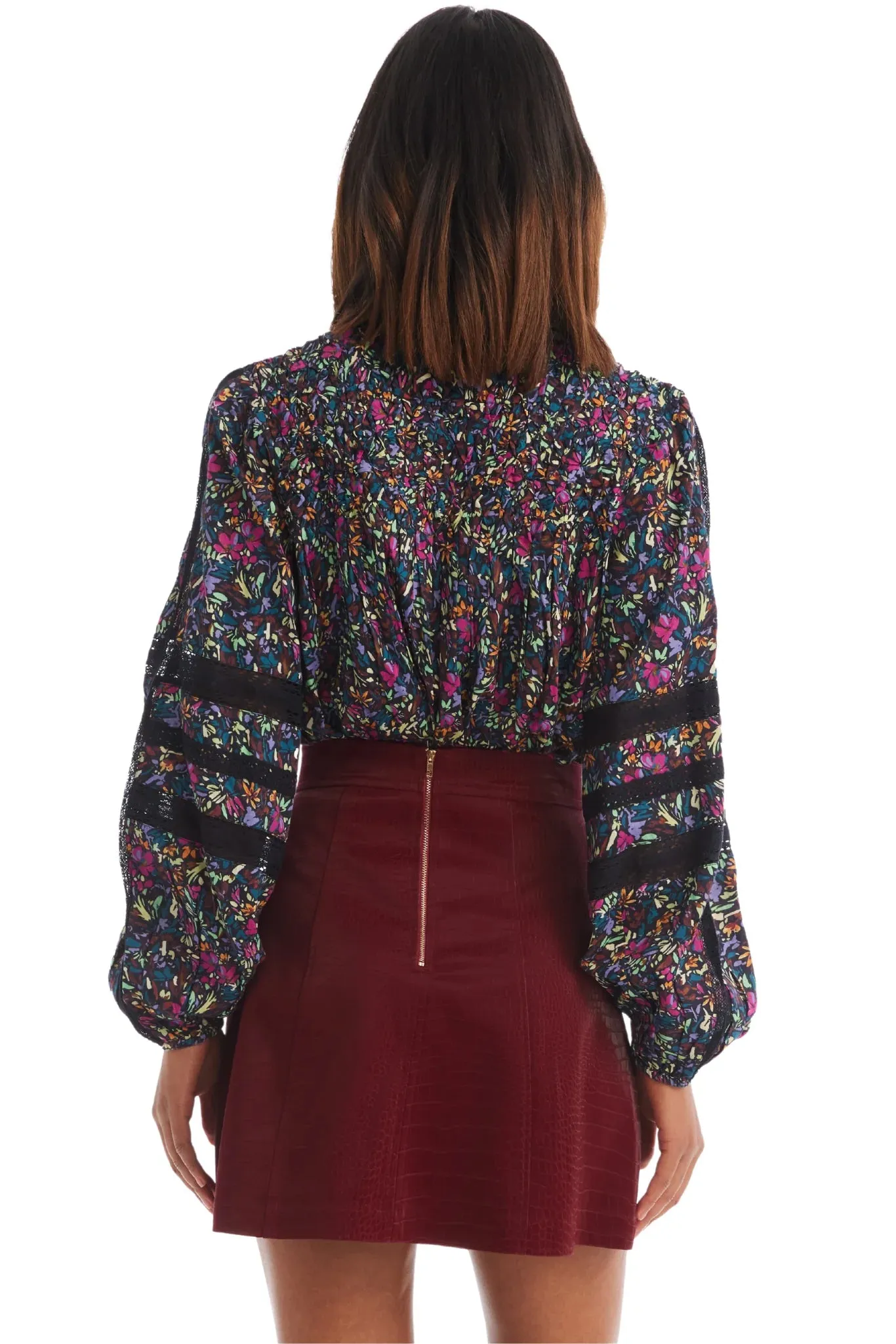 Allison New York Rhinestone Mini Skirt - Merlot