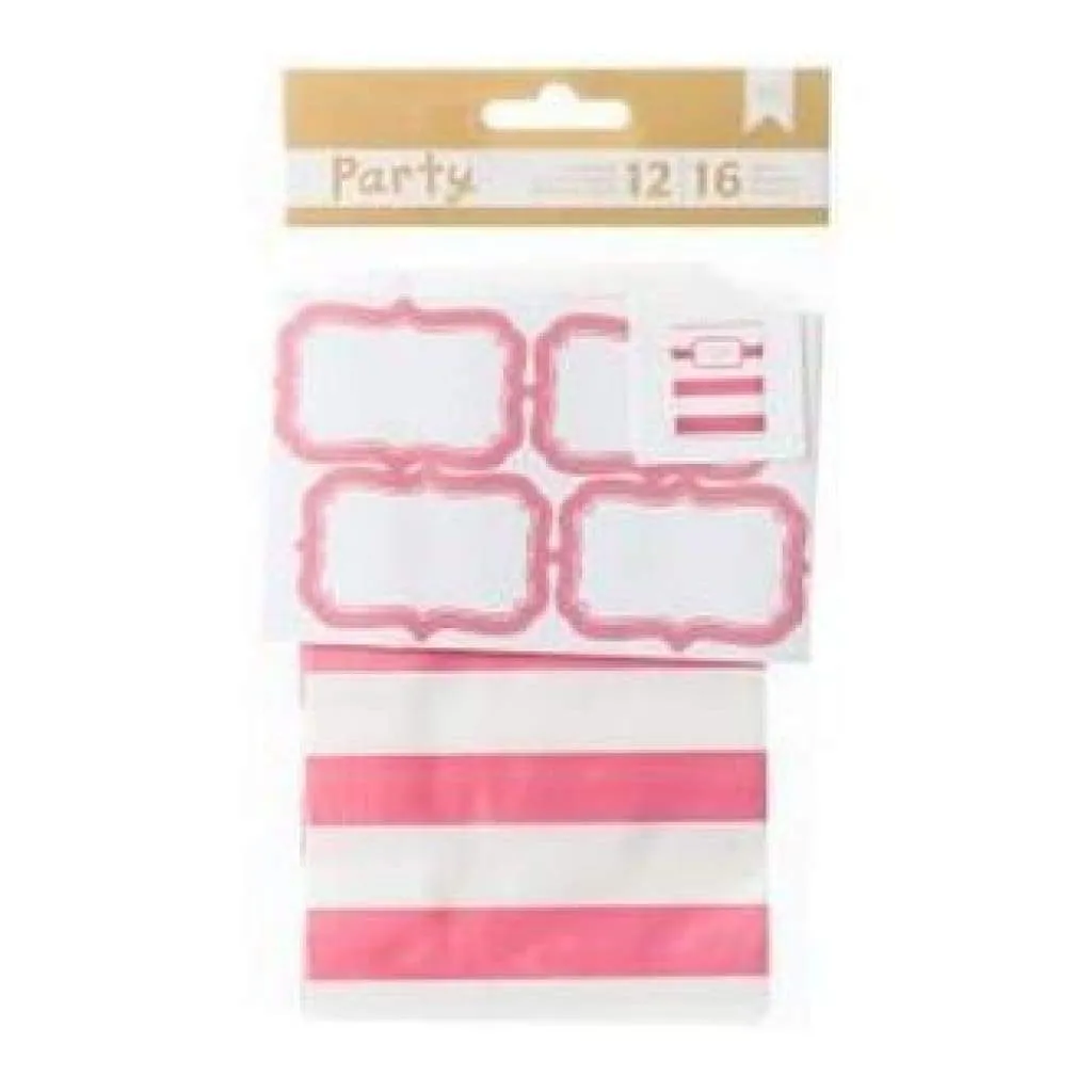 American Crafts - Diy Party Treat Bags & Labels Pink & White*