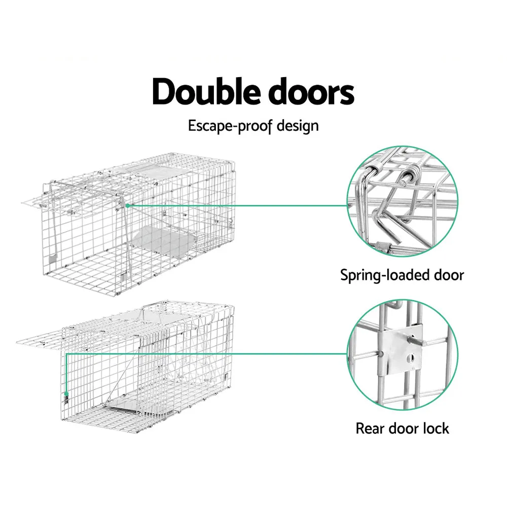 Animal Trap Cage 66 x 23 x 25cm  - Silver (Set of 2)