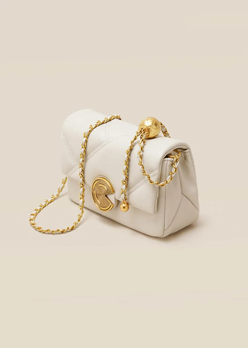 Ball Chain Leather Crossbody Bag