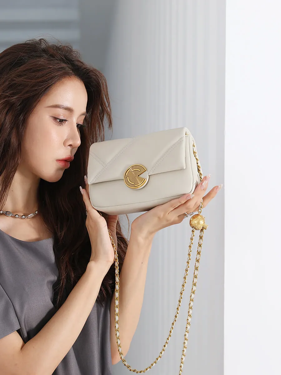 Ball Chain Leather Crossbody Bag