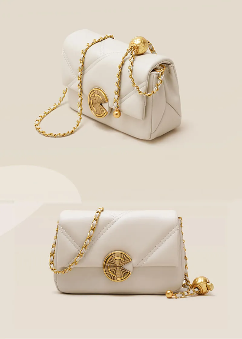 Ball Chain Leather Crossbody Bag