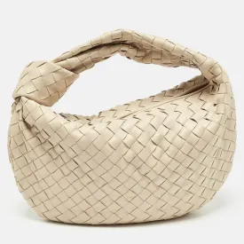 Beige Intrecciato Leather Teen Jodie Hobo