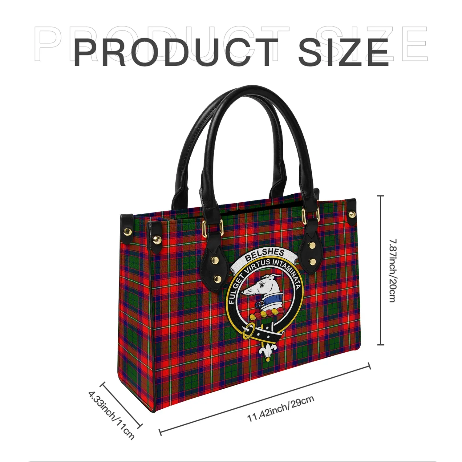 Belshes Tartan Leather Bag with Family Crest