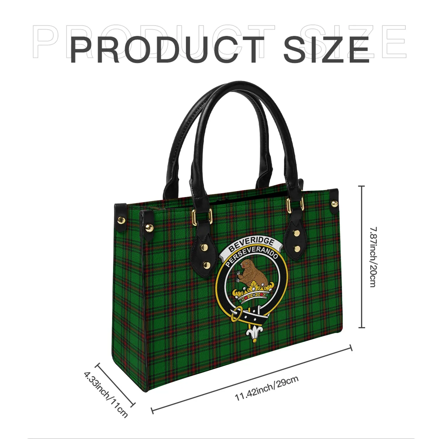 Beveridge Tartan Leather Bag with Family Crest