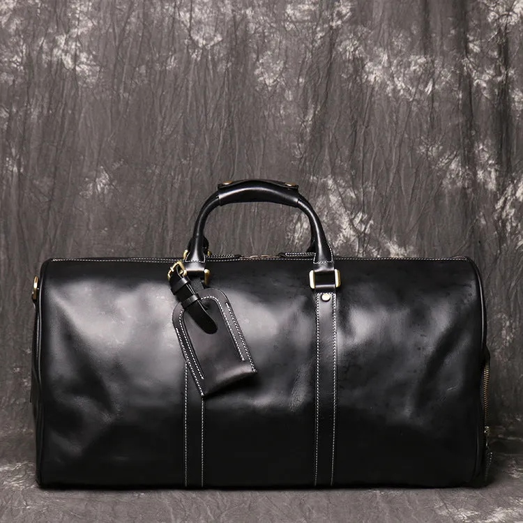 Birthday Gift Simple Vintage Leather Duffel Bag With Shoe Compartment Travel Bag