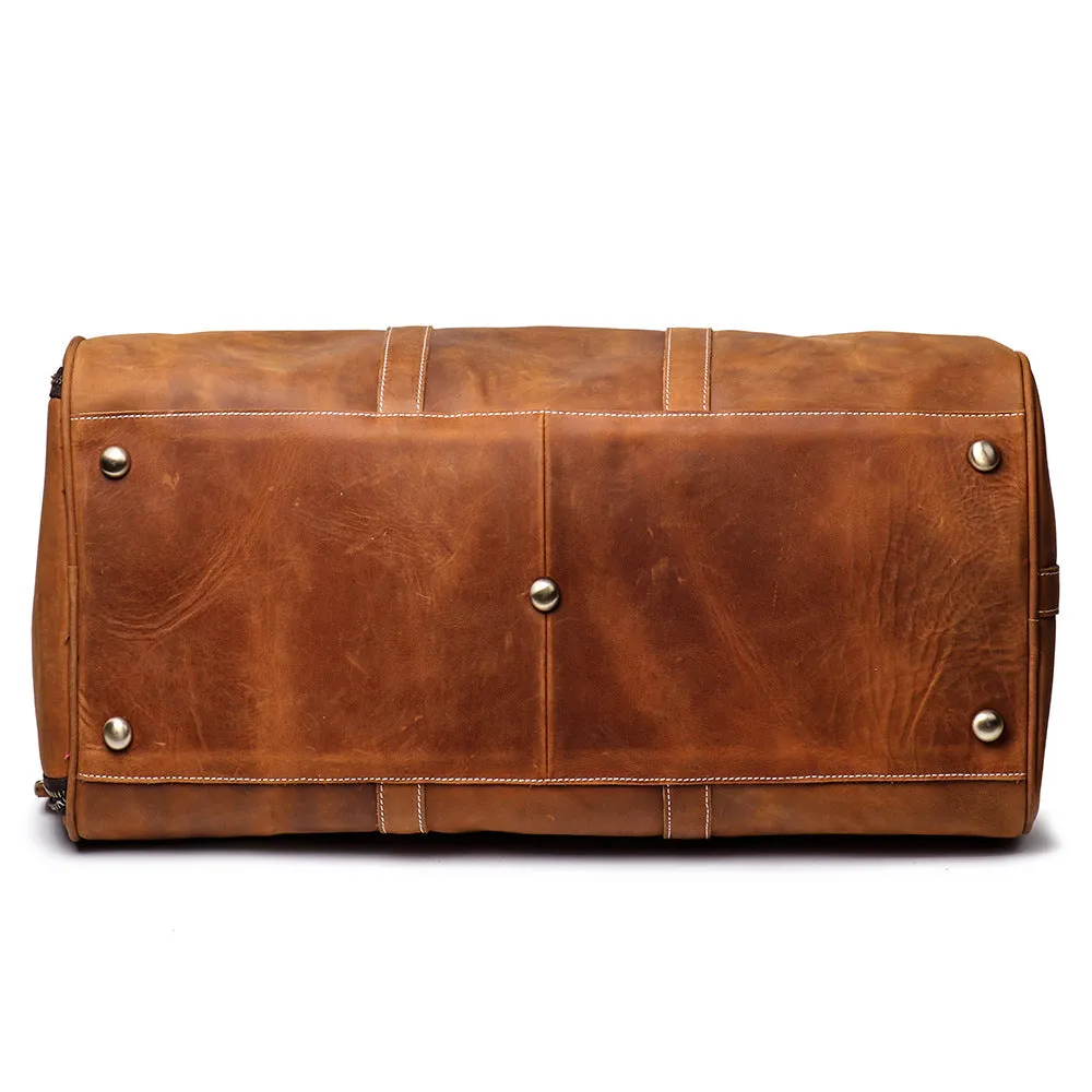 Birthday Gift Simple Vintage Leather Duffel Bag With Shoe Compartment Travel Bag