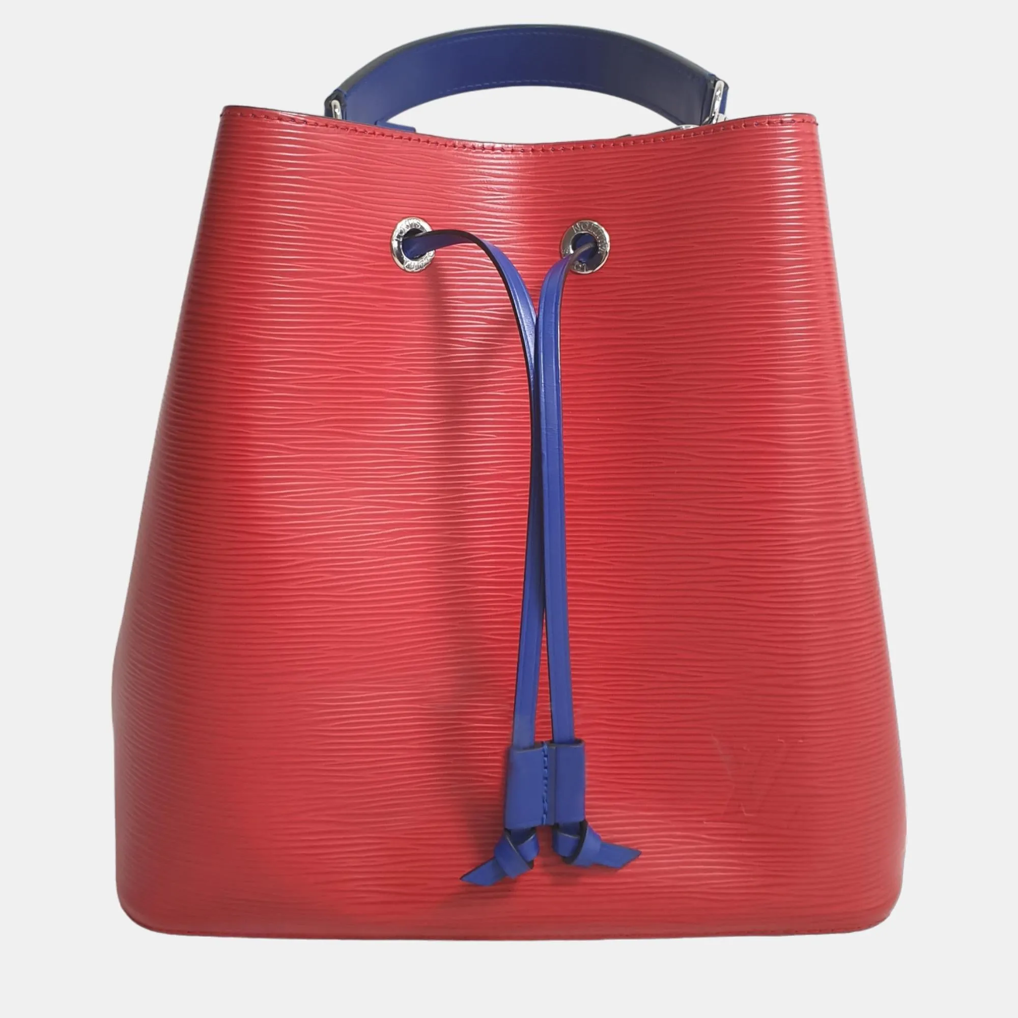 Blue/Red Epi Leather Neonoe Bucket Bag