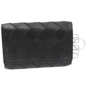 Bottega Veneta 6 Key Holder Intrecciato Calf Black
