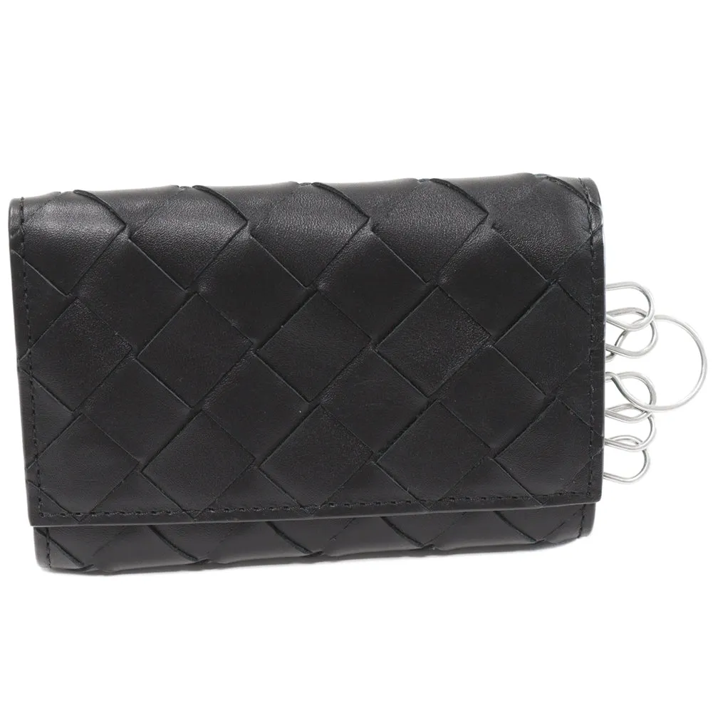 Bottega Veneta 6 Key Holder Intrecciato Calf Black