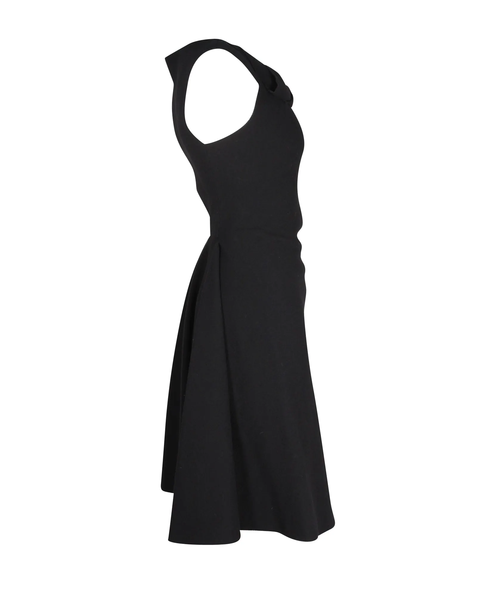 Bottega Veneta A-line Sleeveless Dress in Black Virgin Wool