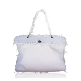 BOTTEGA VENETA IVORY LEATHER INTRECCIATO TRIM FRAME BAG