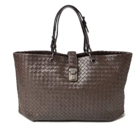 Bottega Veneta Leather Tote Bag Dark Brown