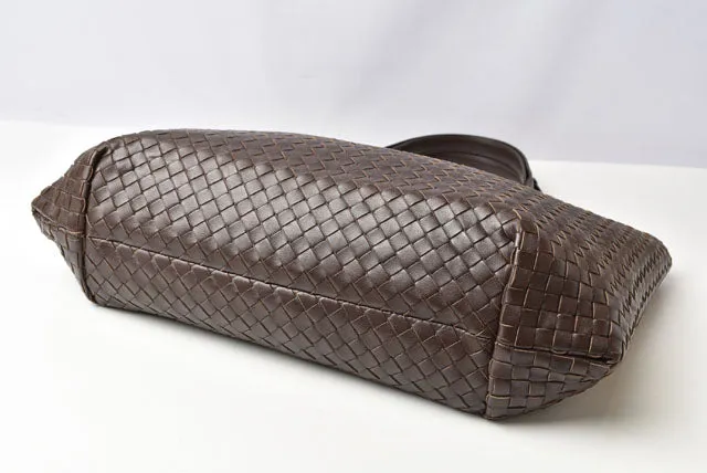 Bottega Veneta Leather Tote Bag Dark Brown