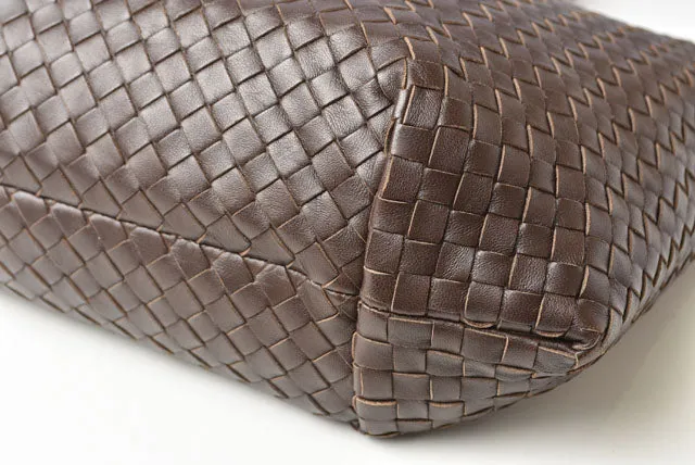 Bottega Veneta Leather Tote Bag Dark Brown
