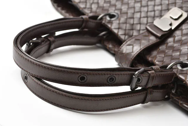 Bottega Veneta Leather Tote Bag Dark Brown