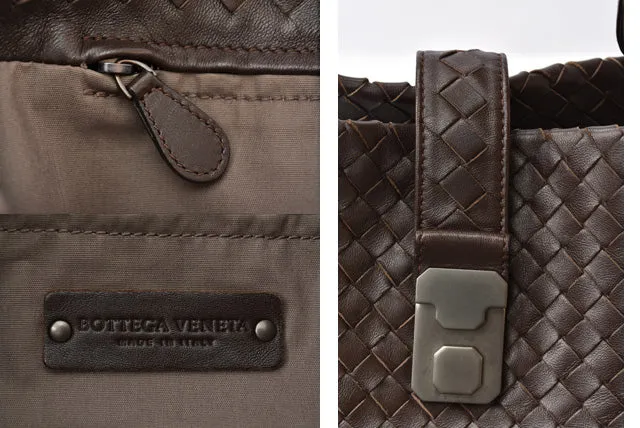 Bottega Veneta Leather Tote Bag Dark Brown