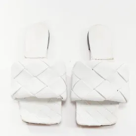 BOTTEGA VENETA Lido white intrecciato woven leather square toe slippers EU37