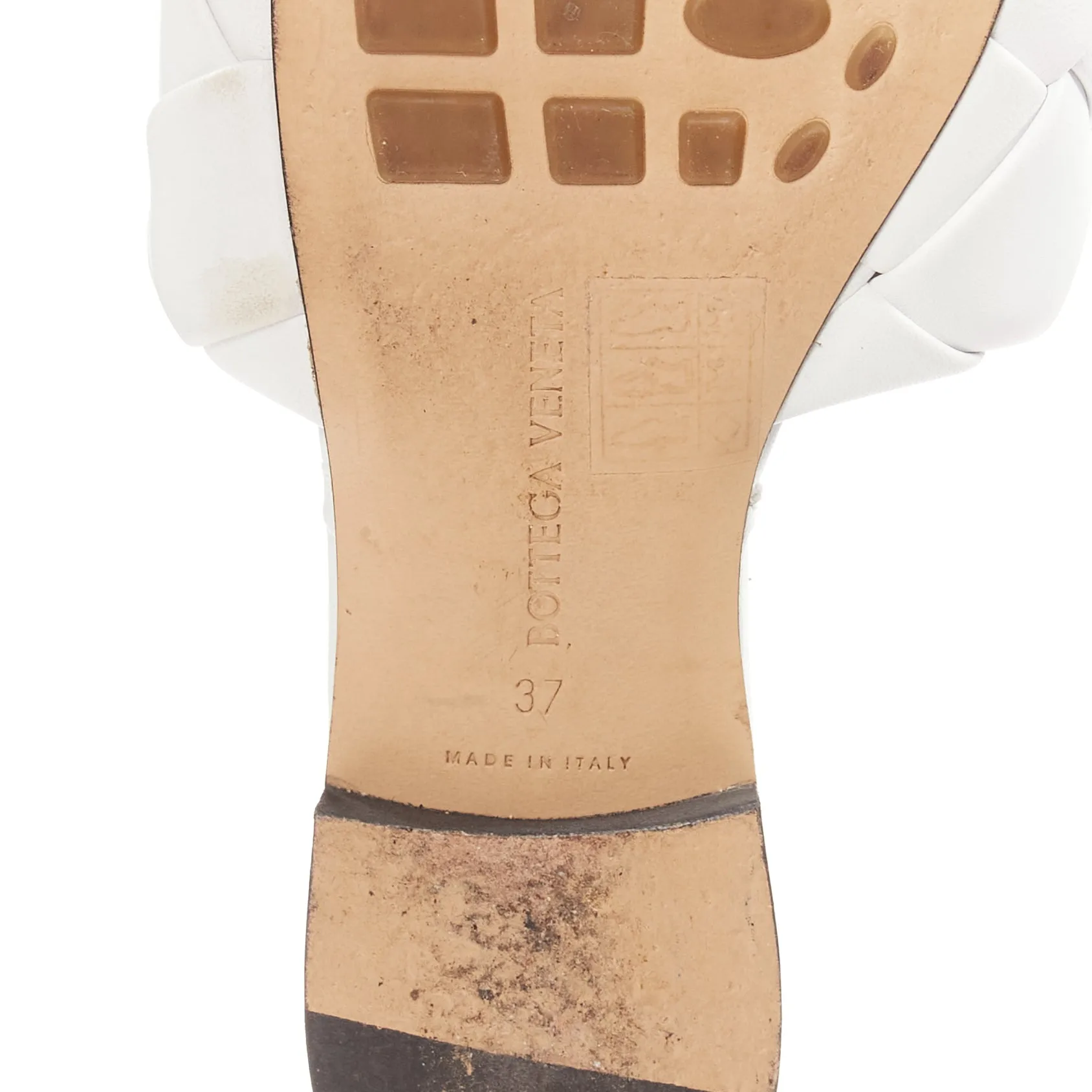 BOTTEGA VENETA Lido white intrecciato woven leather square toe slippers EU37