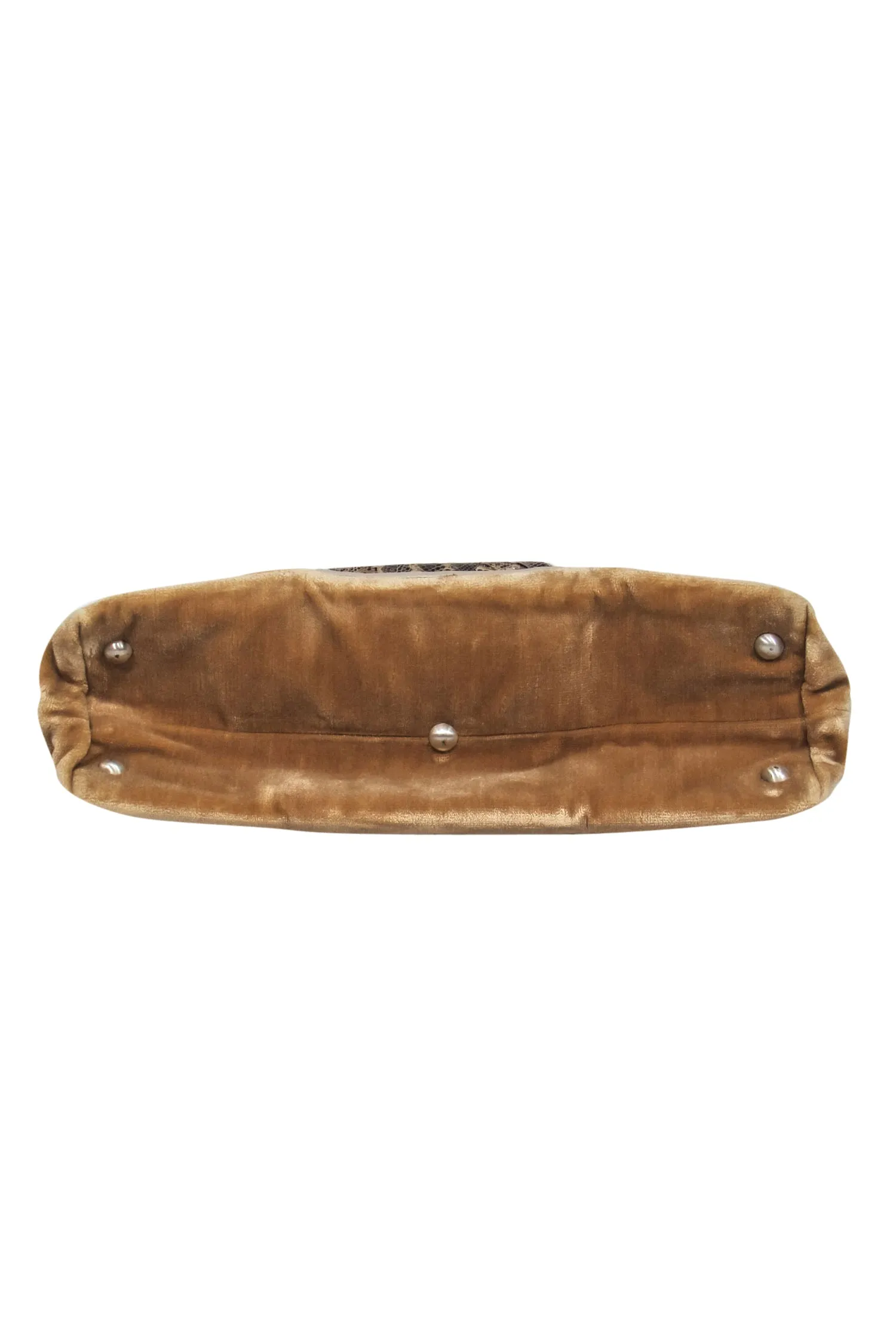 Bottega Veneta - Tan Velvet Baguette w/ Woven Snakeskin Print & Tortoise Shell Trim