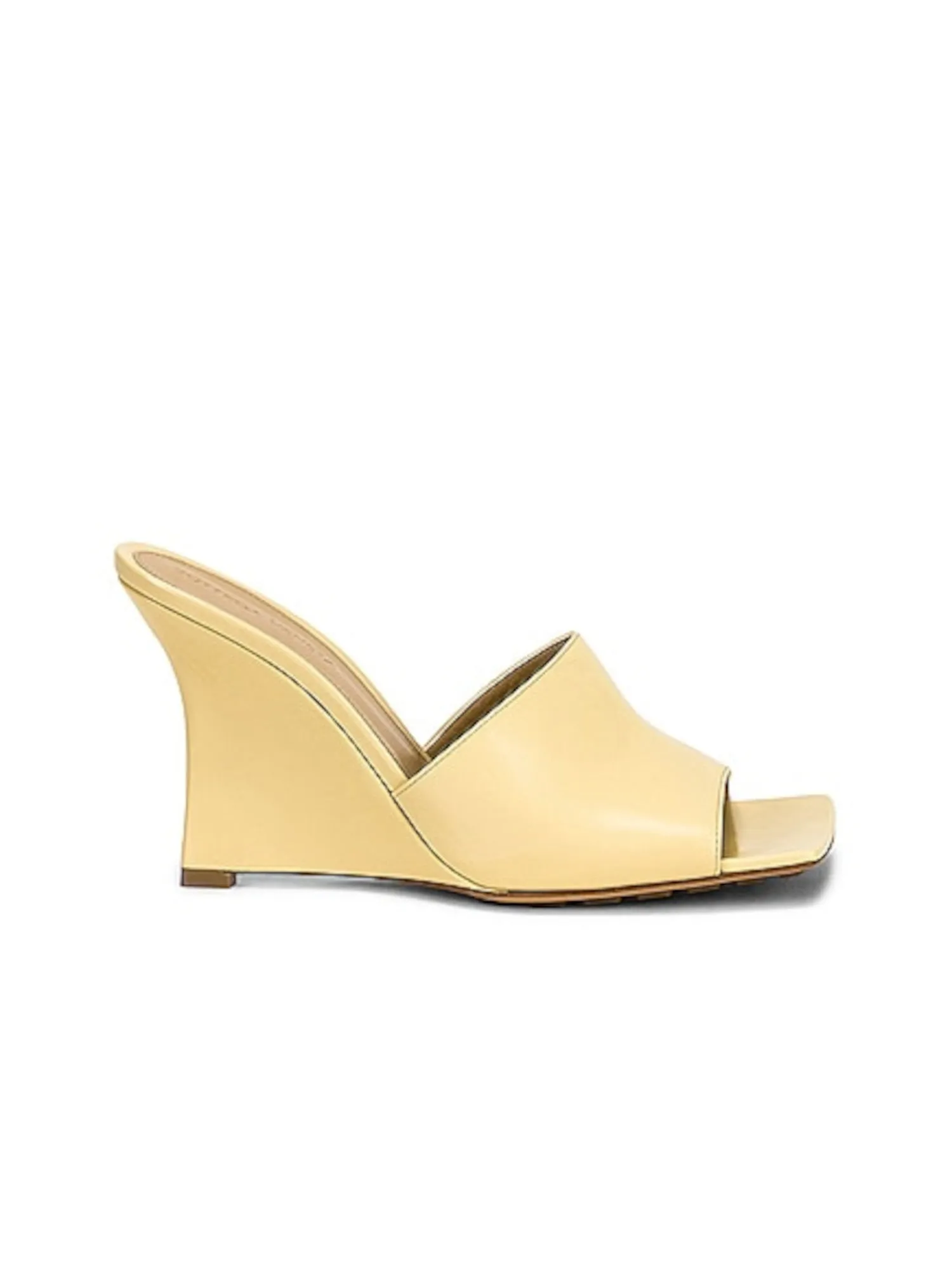 BOTTEGA VENETA Womens Yellow Comfort Square Toe Wedge Slip On Leather Heeled