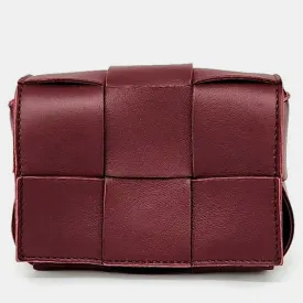 Burgundy Maxi Intrecciato Cassette Crossbody Bag