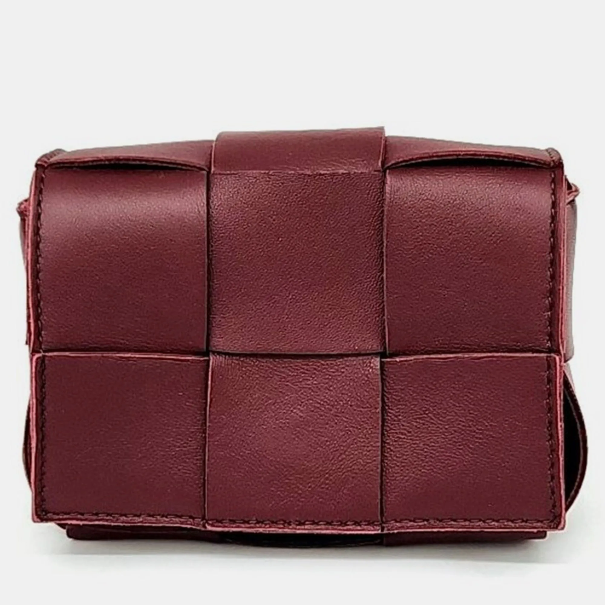 Burgundy Maxi Intrecciato Cassette Crossbody Bag