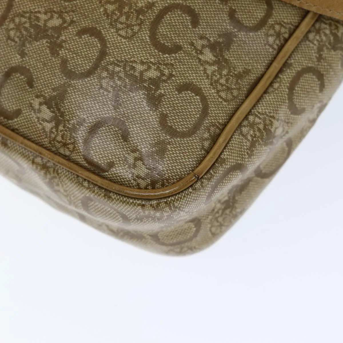 CELINE C Macadam Canvas Shoulder Bag Beige Auth 74191