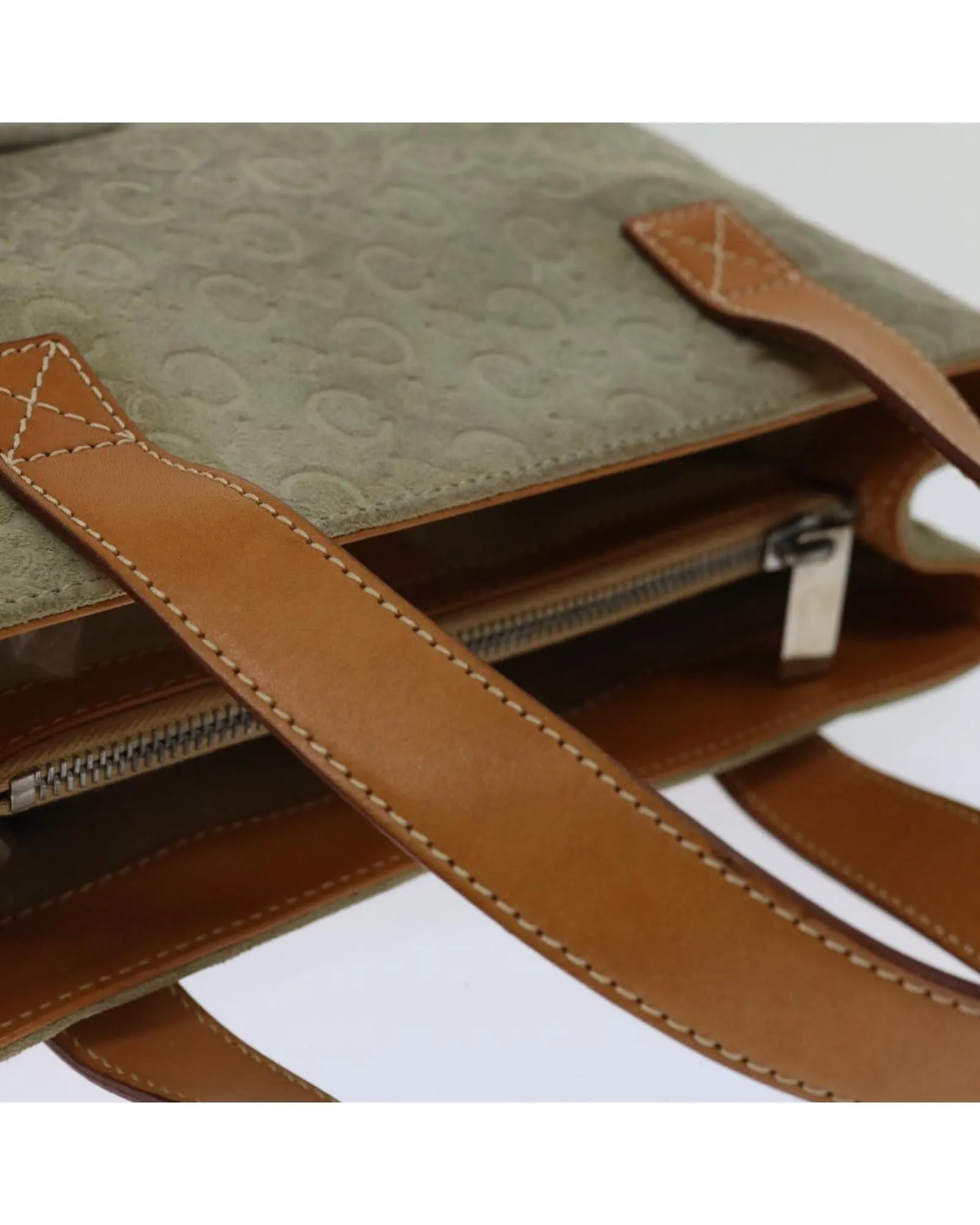 CELINE Cabas Phantom Suede Leather Tote Bag Beige