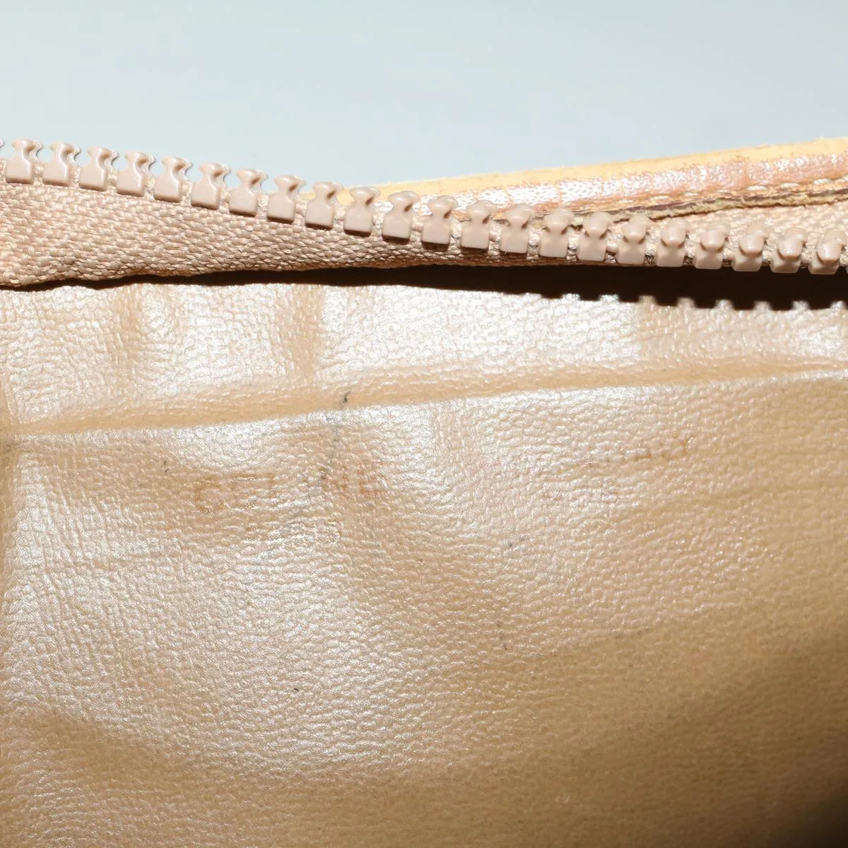 CELINE Macadam Canvas Clutch Bag PVC Leather Beige Auth 56639