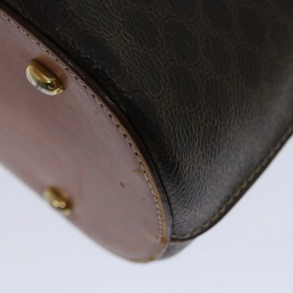 CELINE Macadam Canvas Hand Bag PVC Brown Auth 68566