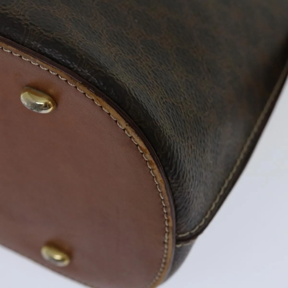 CELINE Macadam Canvas Hand Bag PVC Brown Auth 68566