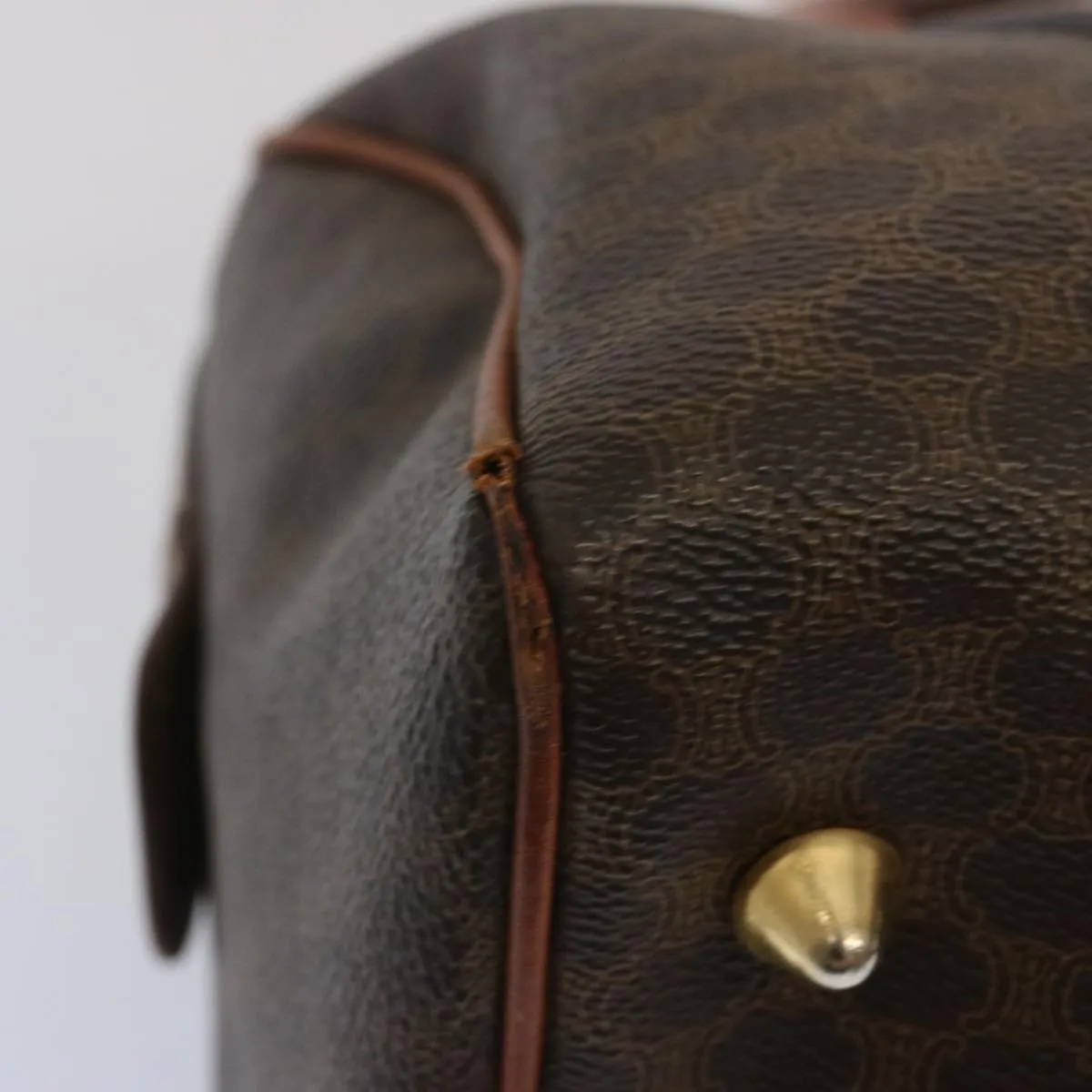 CELINE Macadam Canvas Hand Bag PVC Brown Auth yk10911