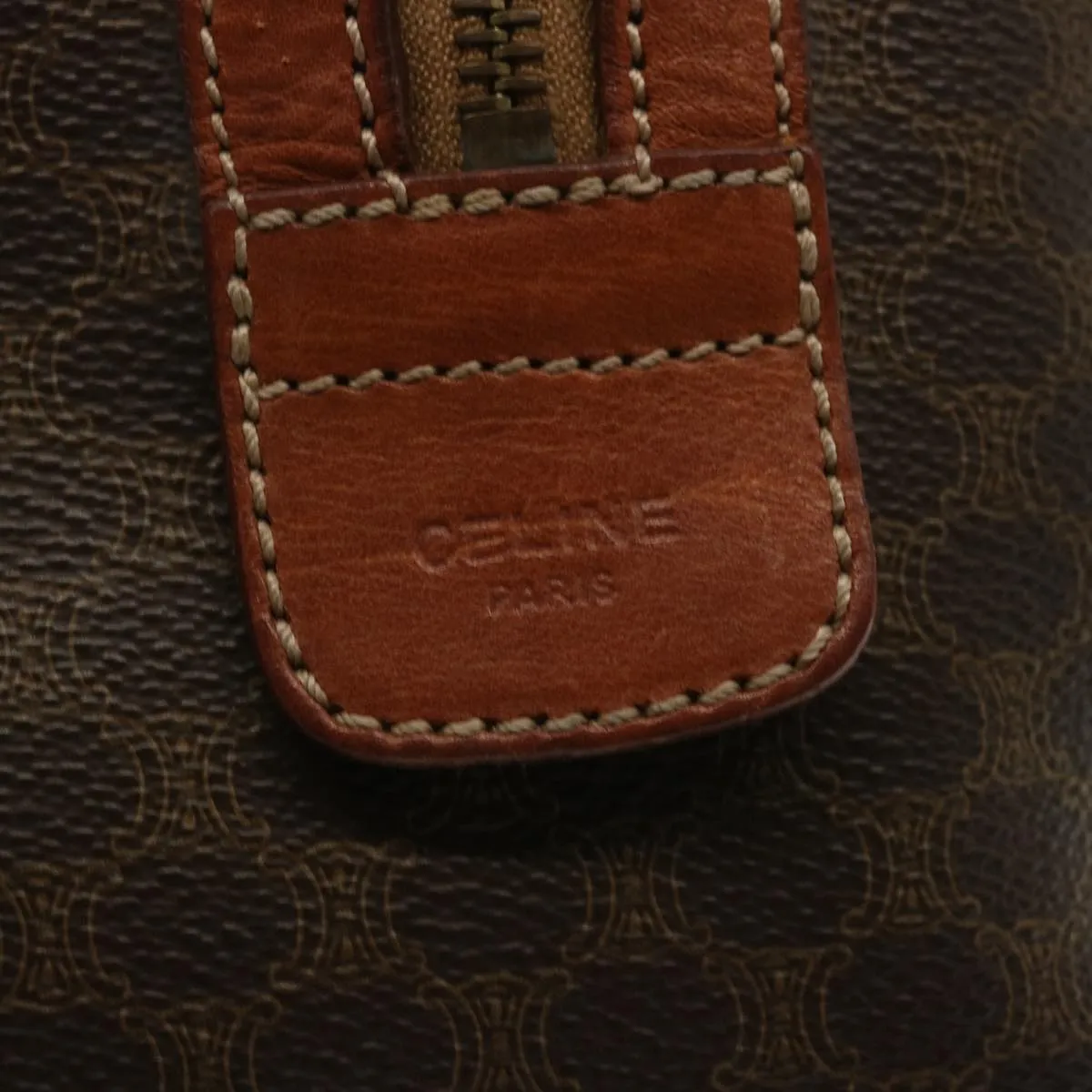 CELINE Macadam Canvas Hand Bag PVC Brown Auth yk10911