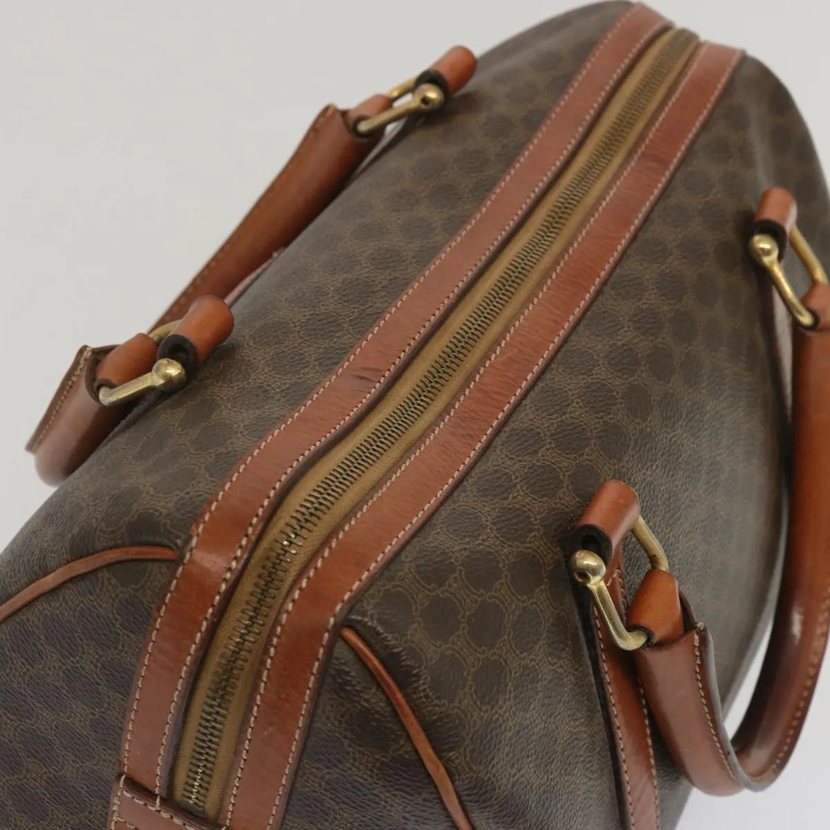 CELINE Macadam Canvas Hand Bag PVC Brown Auth yk10911