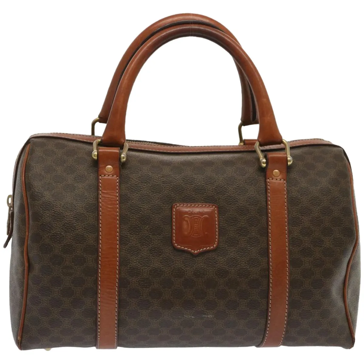 CELINE Macadam Canvas Hand Bag PVC Brown Auth yk10911