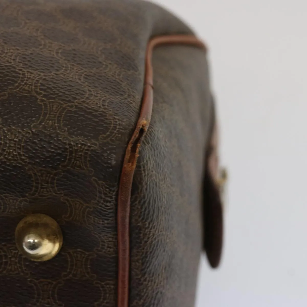 CELINE Macadam Canvas Hand Bag PVC Brown Auth yk10911