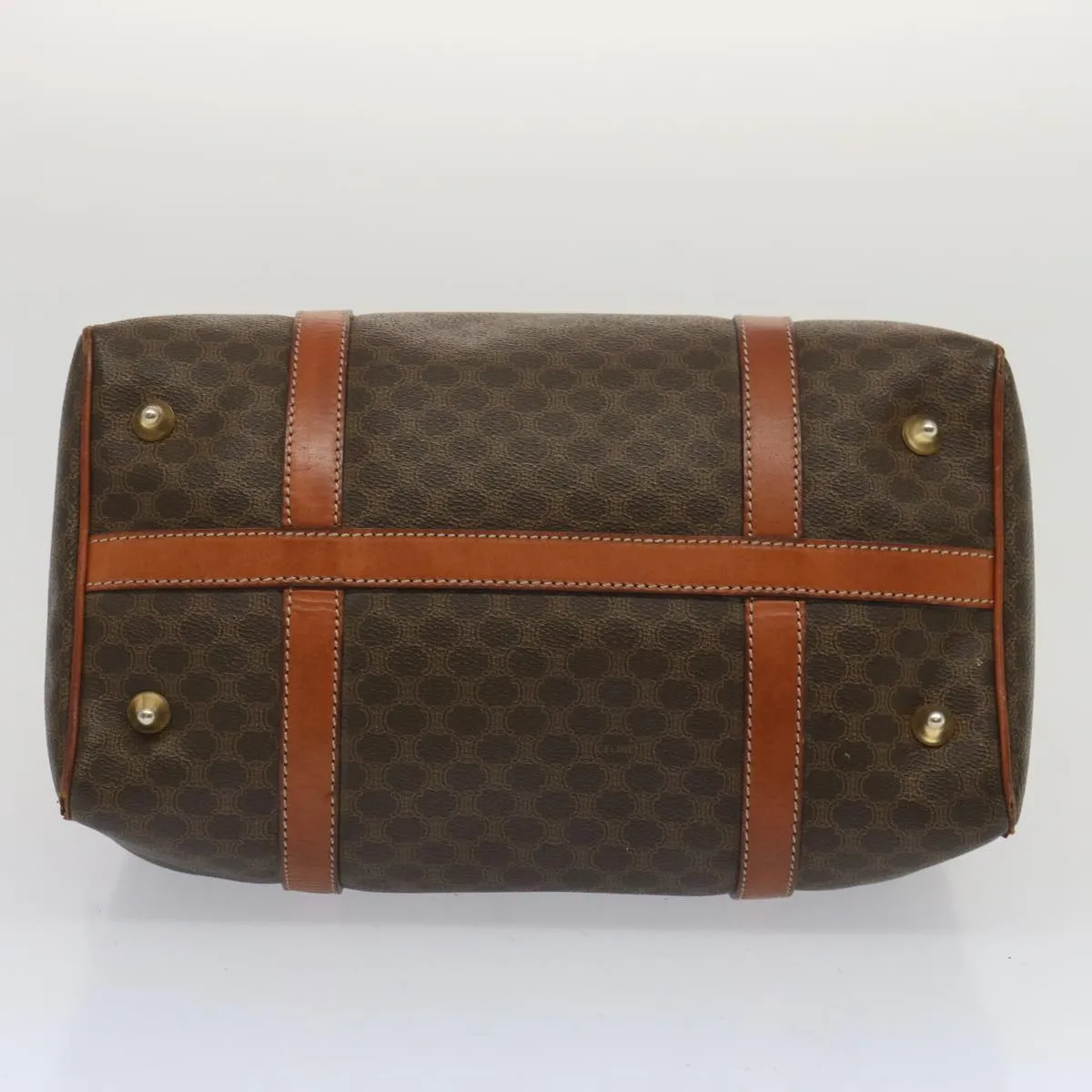 CELINE Macadam Canvas Hand Bag PVC Brown Auth yk10911
