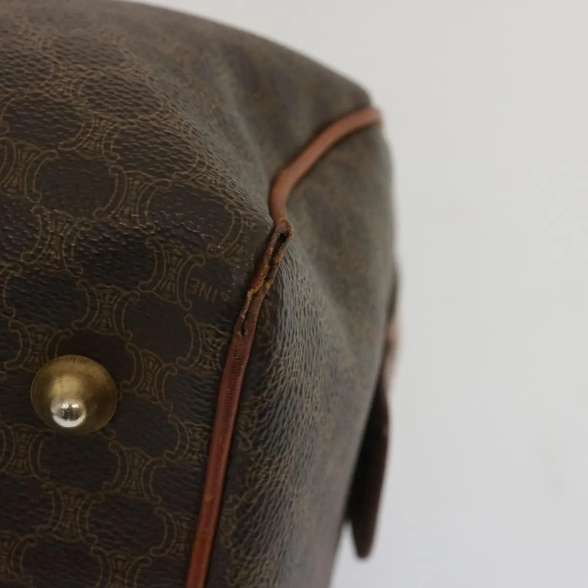 CELINE Macadam Canvas Hand Bag PVC Brown Auth yk10911