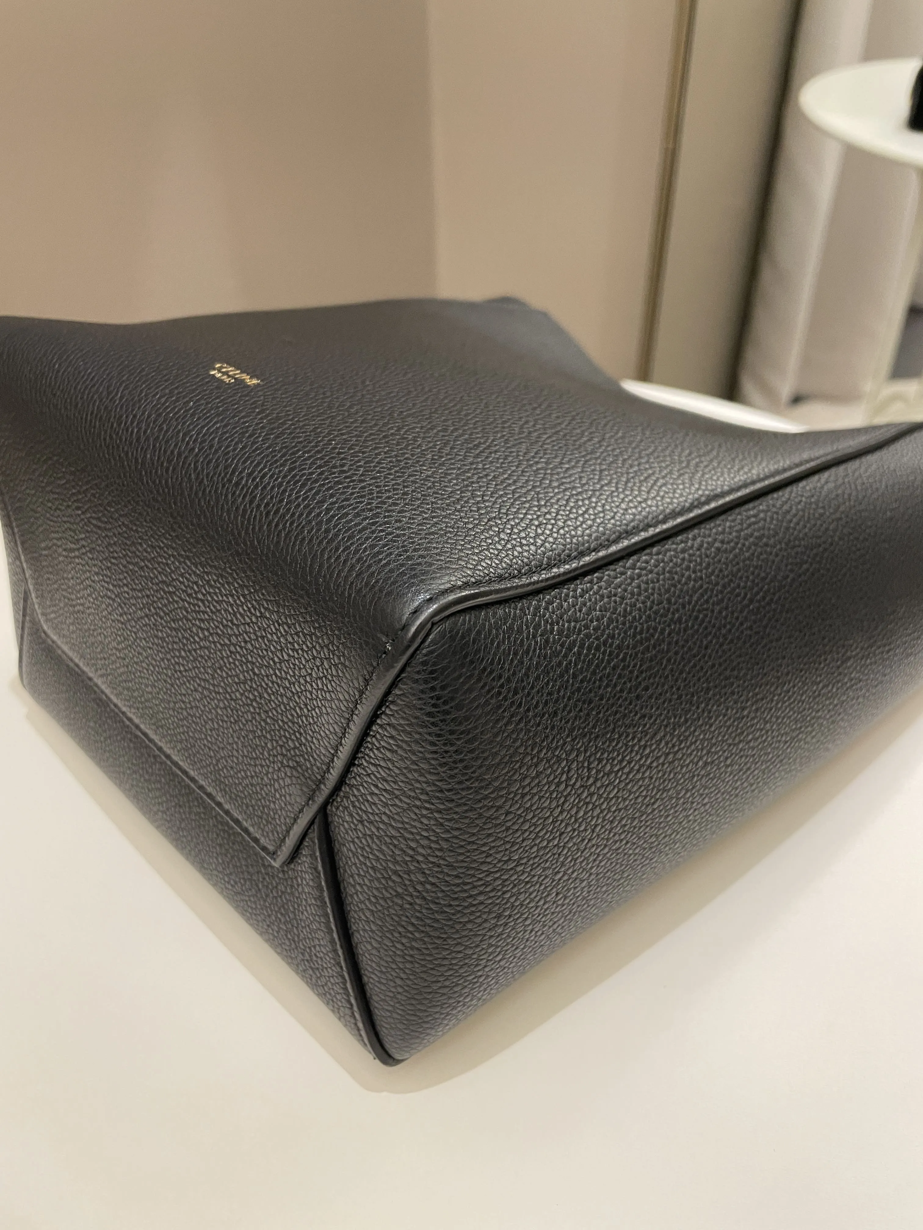 Celine Sangle Bucket Bag Black Grainy Calfskin