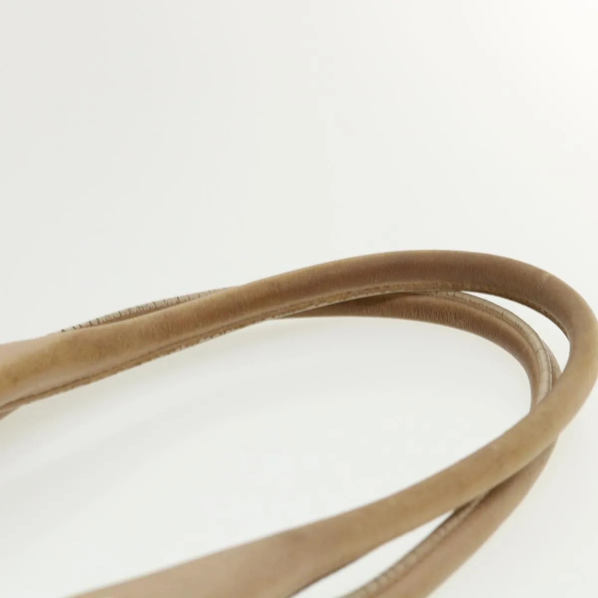 CELINE Shoulder Bag Leather Beige Auth ar8683