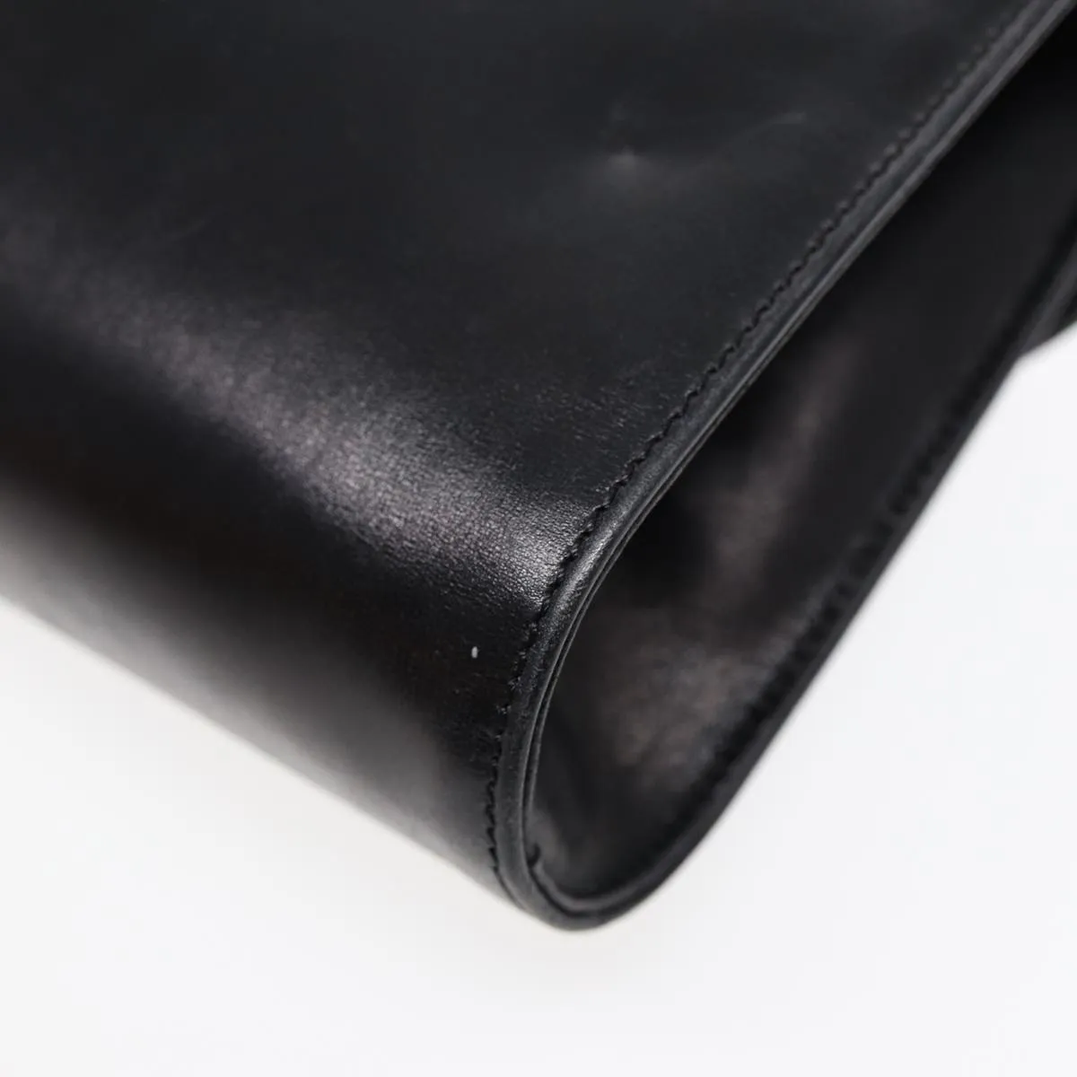 CELINE Shoulder Bag Leather Black Gold Auth 87745