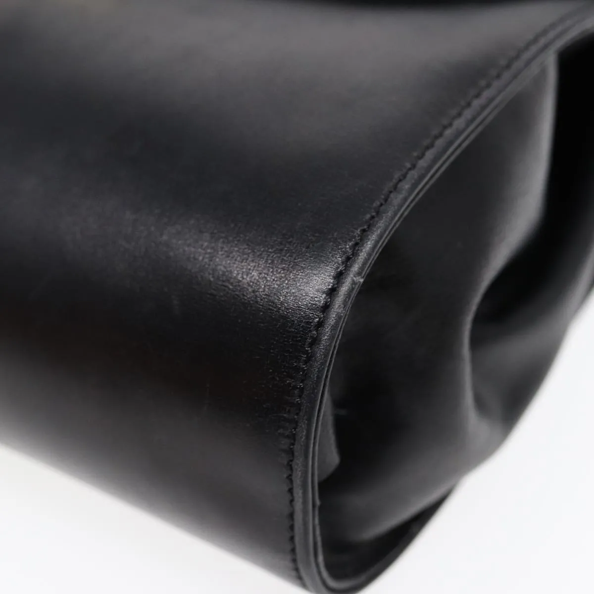 CELINE Shoulder Bag Leather Black Gold Auth 87745